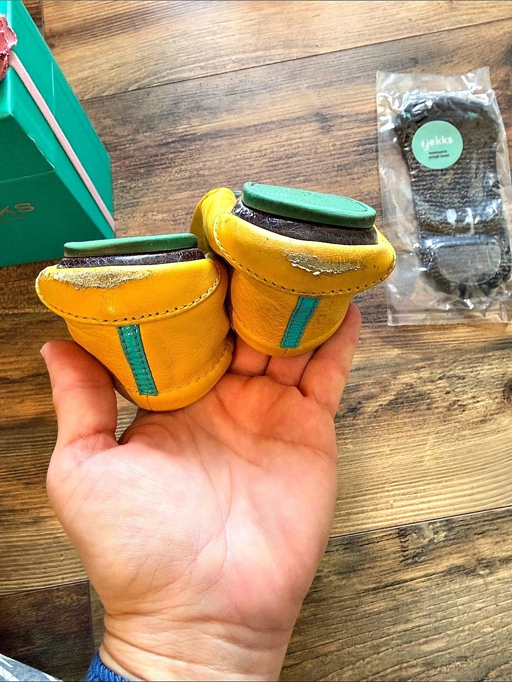 Tieks Mustard Yellow Leather Flats US 6 with original box - Picture 6 of 9